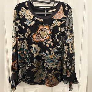 NWT Soft Surroundings Size S Small Black Floral Tunic